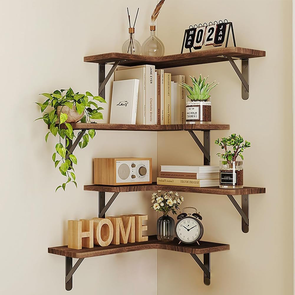 Juego de 4 estantes de madera angulares