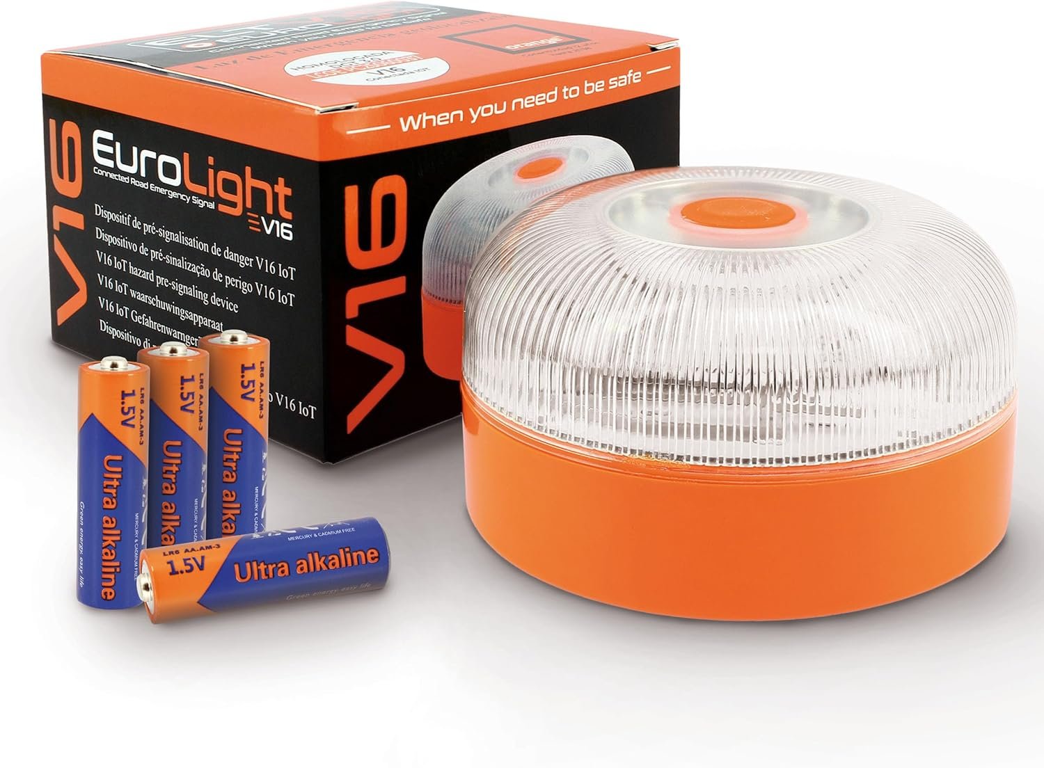 Luz de Emergencia V16 con Geolocalización, Homologada y Conectada con la DGT